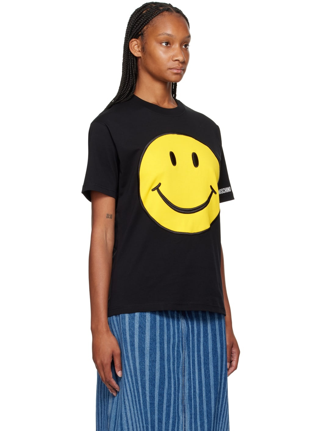 Black Embroidered Graphic T-Shirt - 2