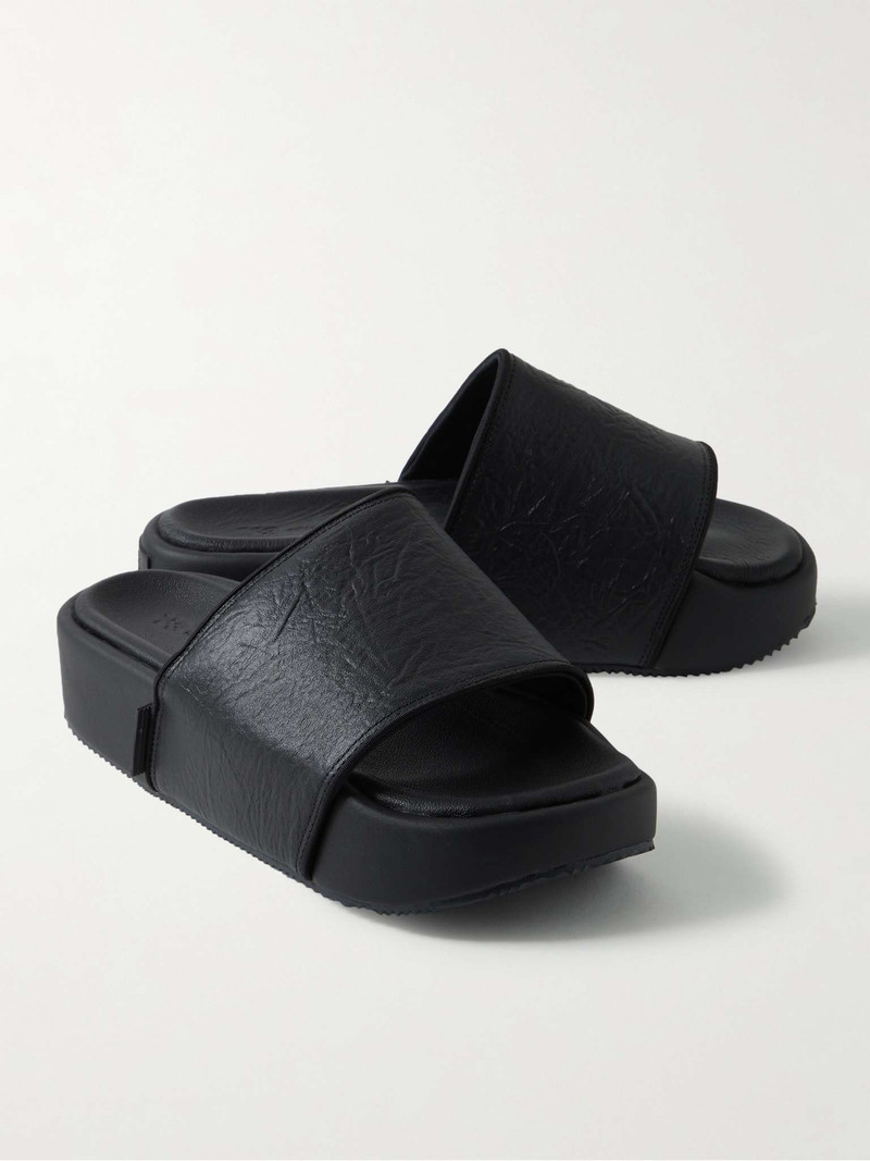 Grosgrain-Trimmed Leather Slides 4