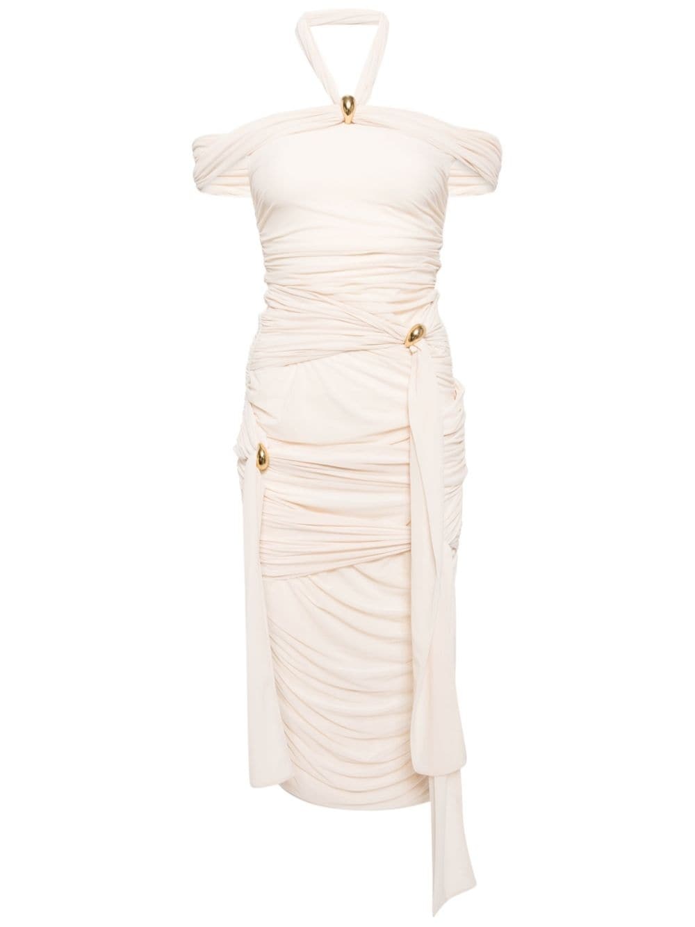 hardware-embellished ruched jersey gown - 1