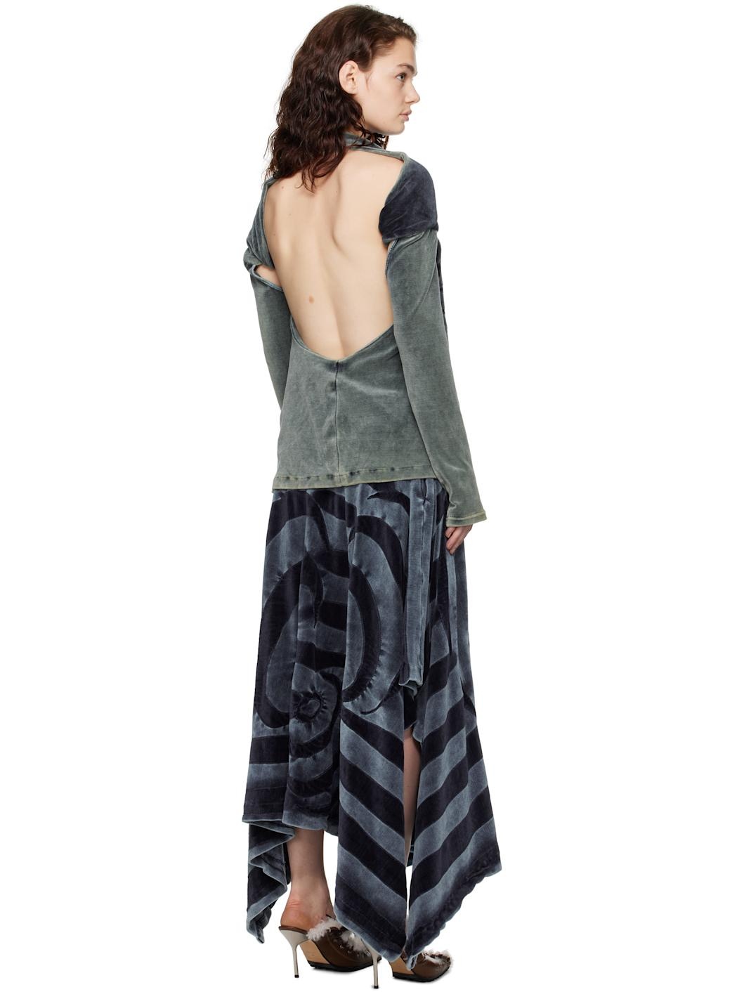 Blue Twisted Front Open Back Minidress - 3