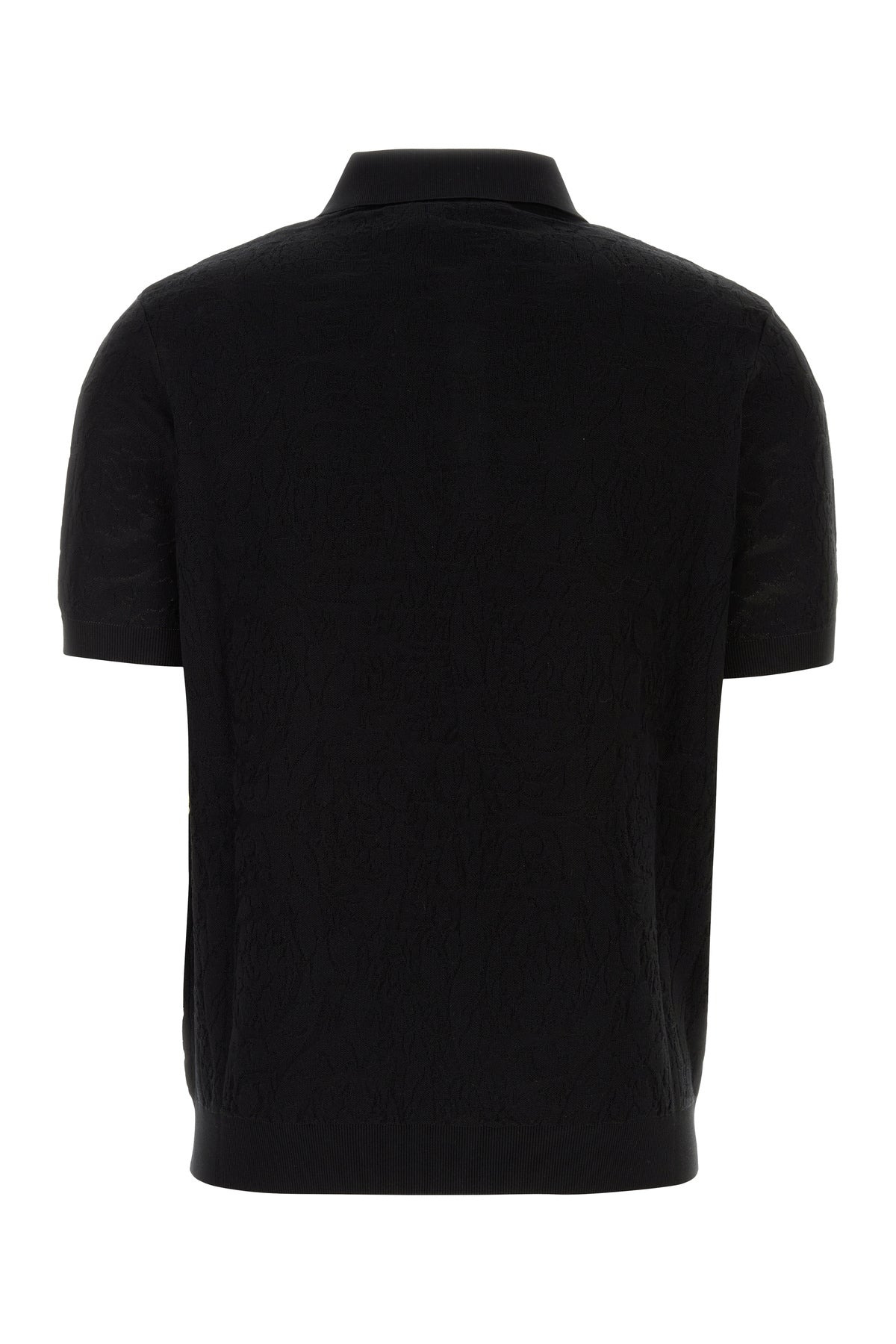 Black silk blend polo shirt - 2