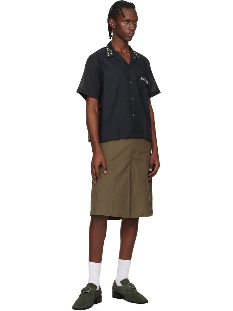 TOGA VIRILIS Black Plain Weave Metal S/S Shirt outlook