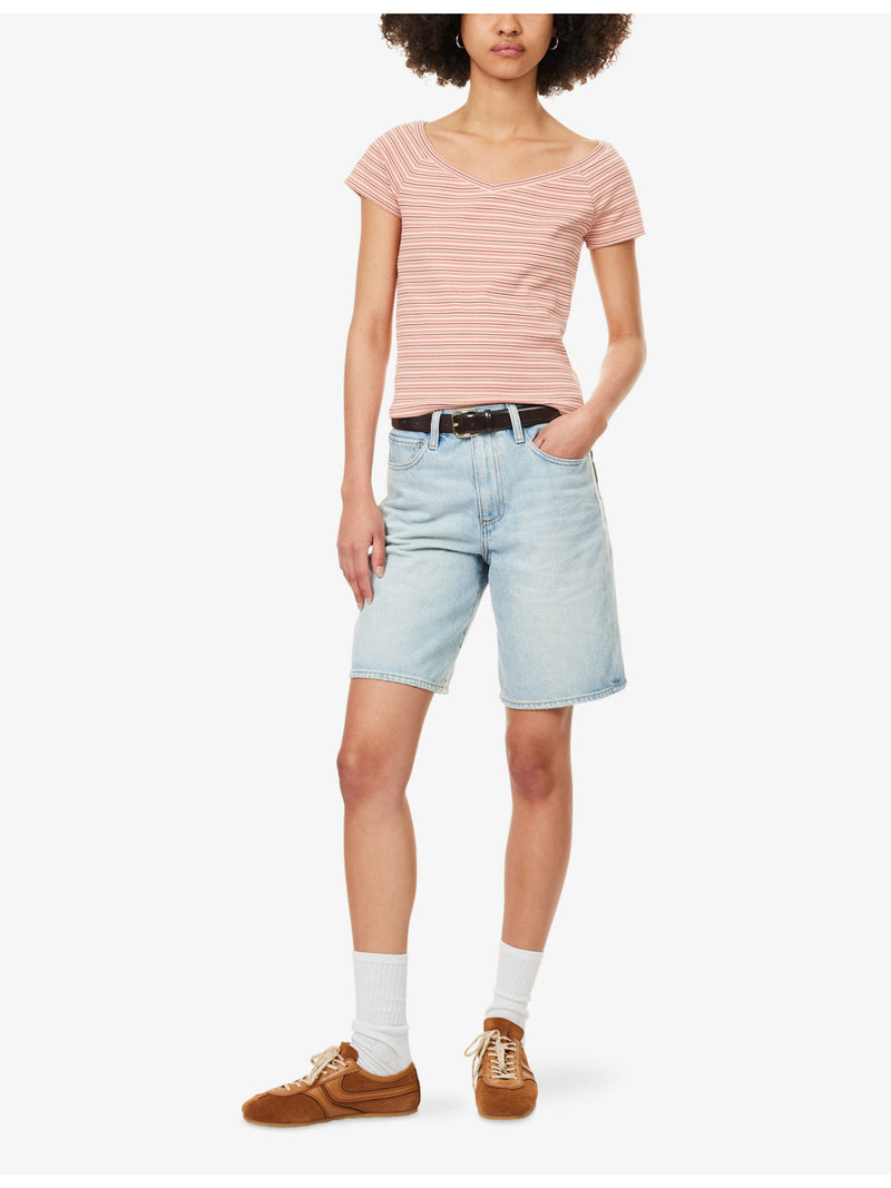 PAIGE Faye High-Rise Denim Shorts outlook