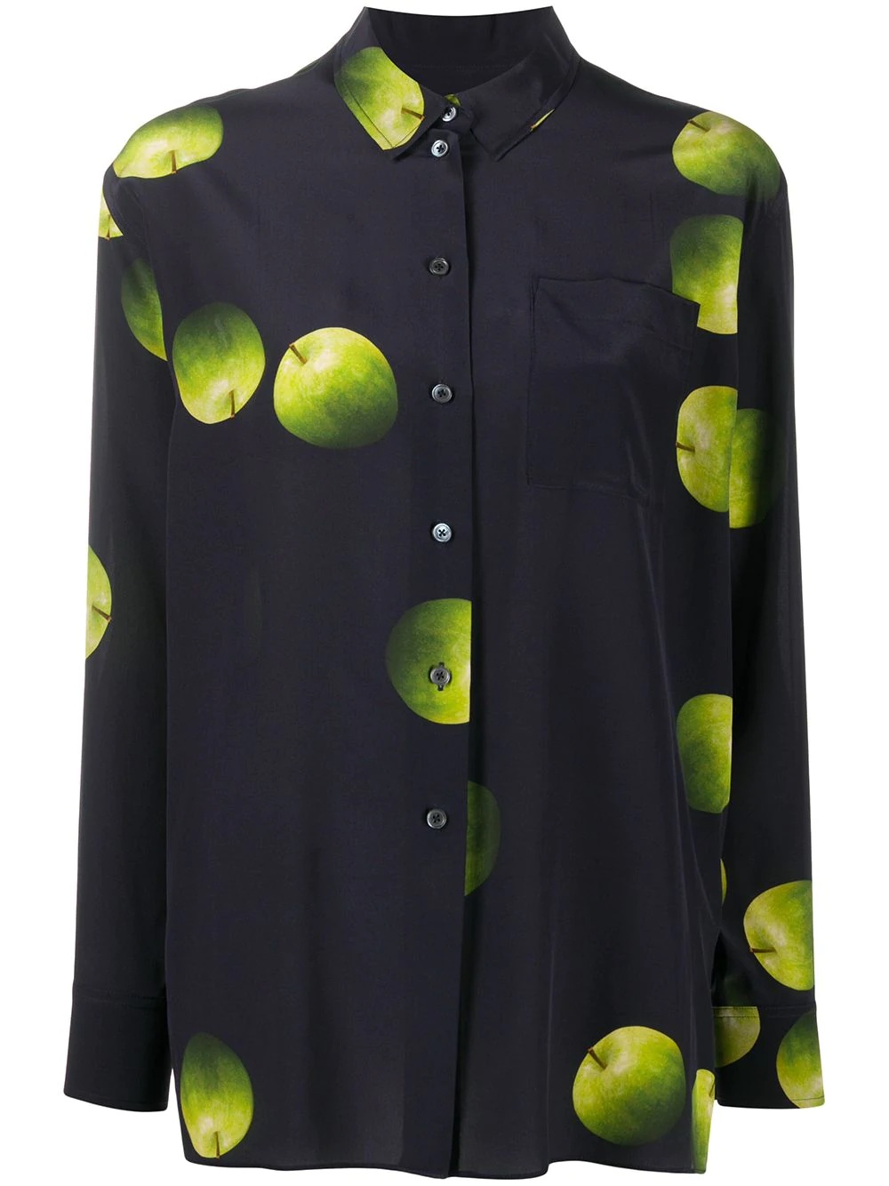 apple-print silk shirt - 1