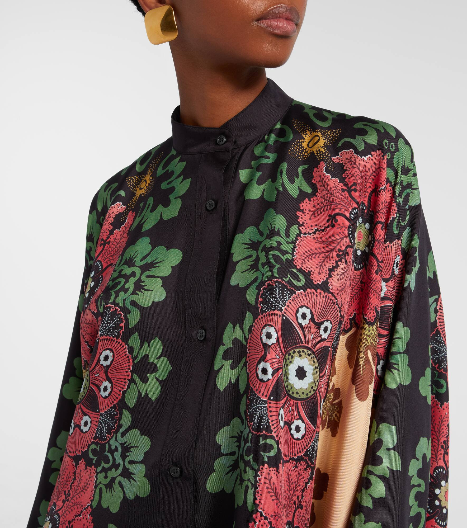Foulard printed silk twill shirt - 4