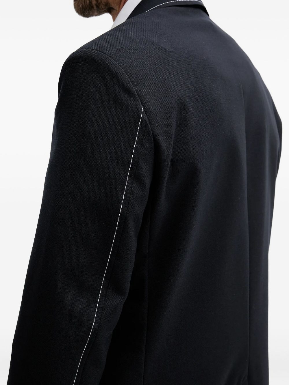 contrast-stitch single-breasted blazer - 4