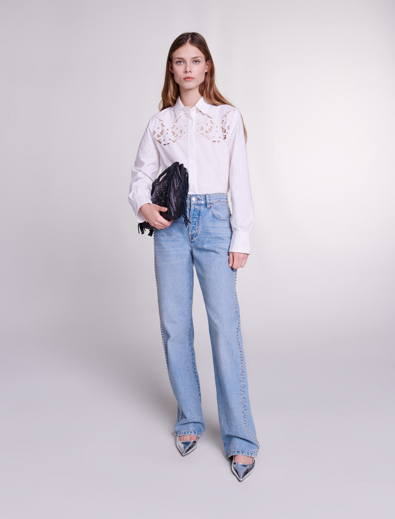 maje Wide-leg studded jeans outlook