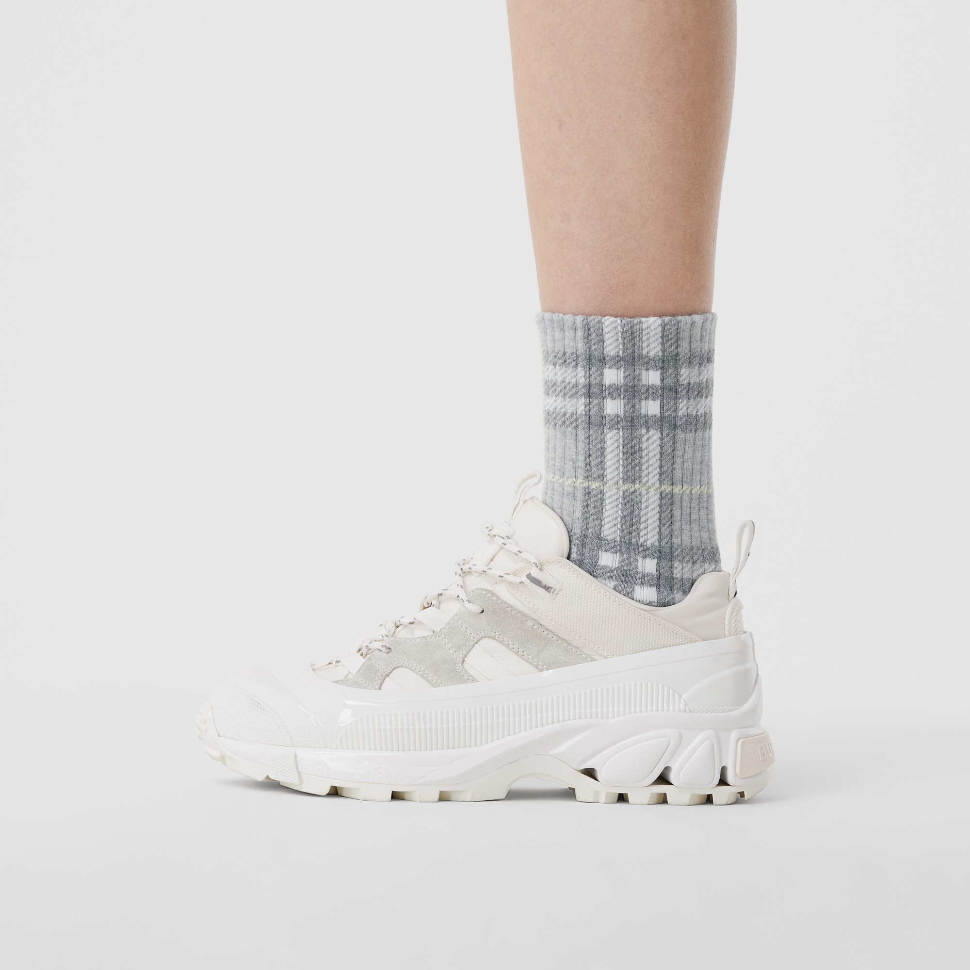 Check Intarsia Technical Stretch Cotton Socks - 6