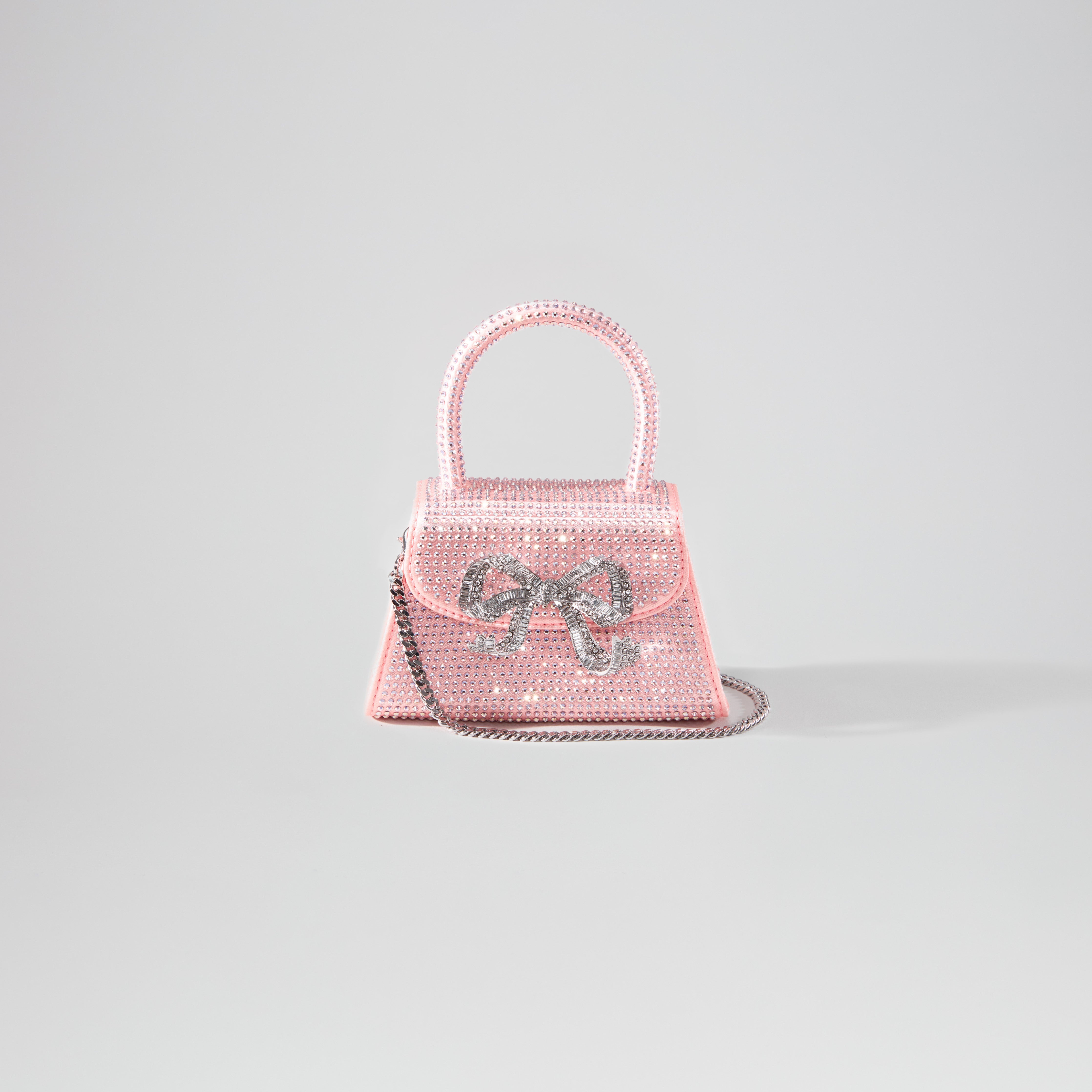 Pink Rhinestone Micro Bow Bag - 4
