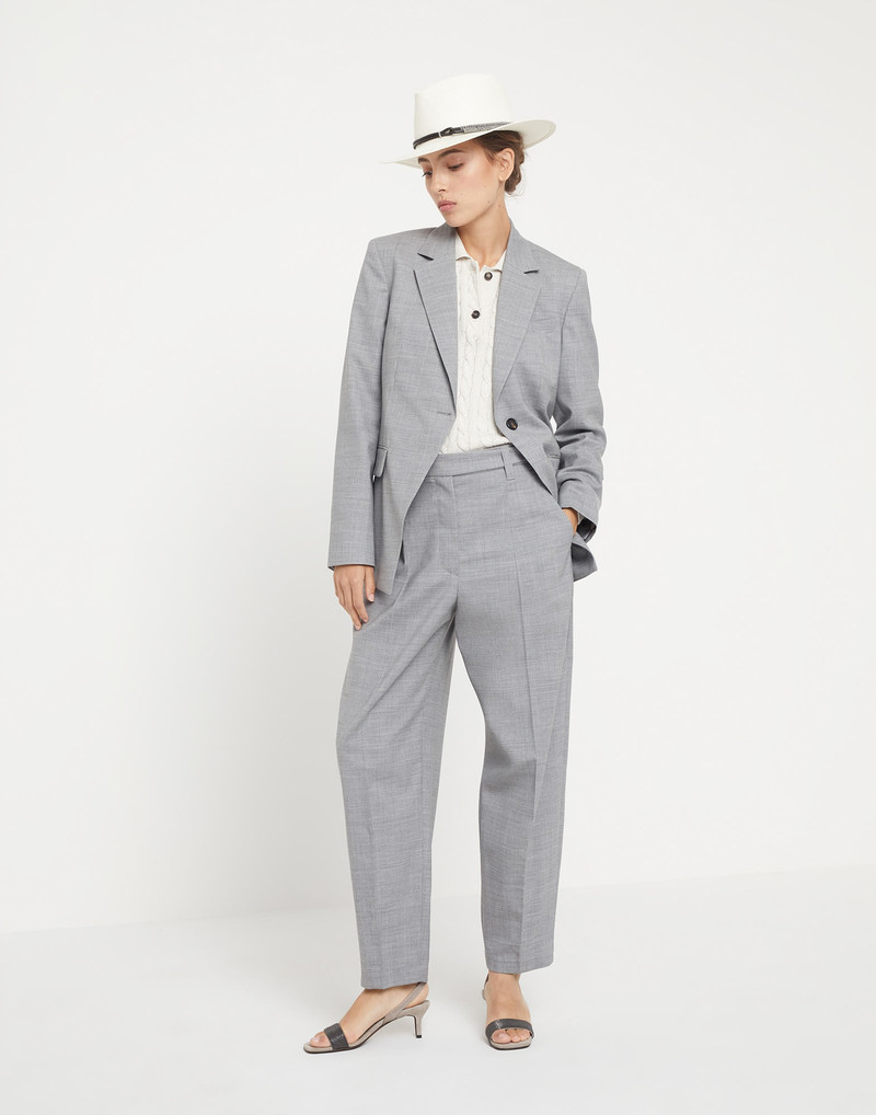 Comfort virgin wool fresco blazer with monili 5