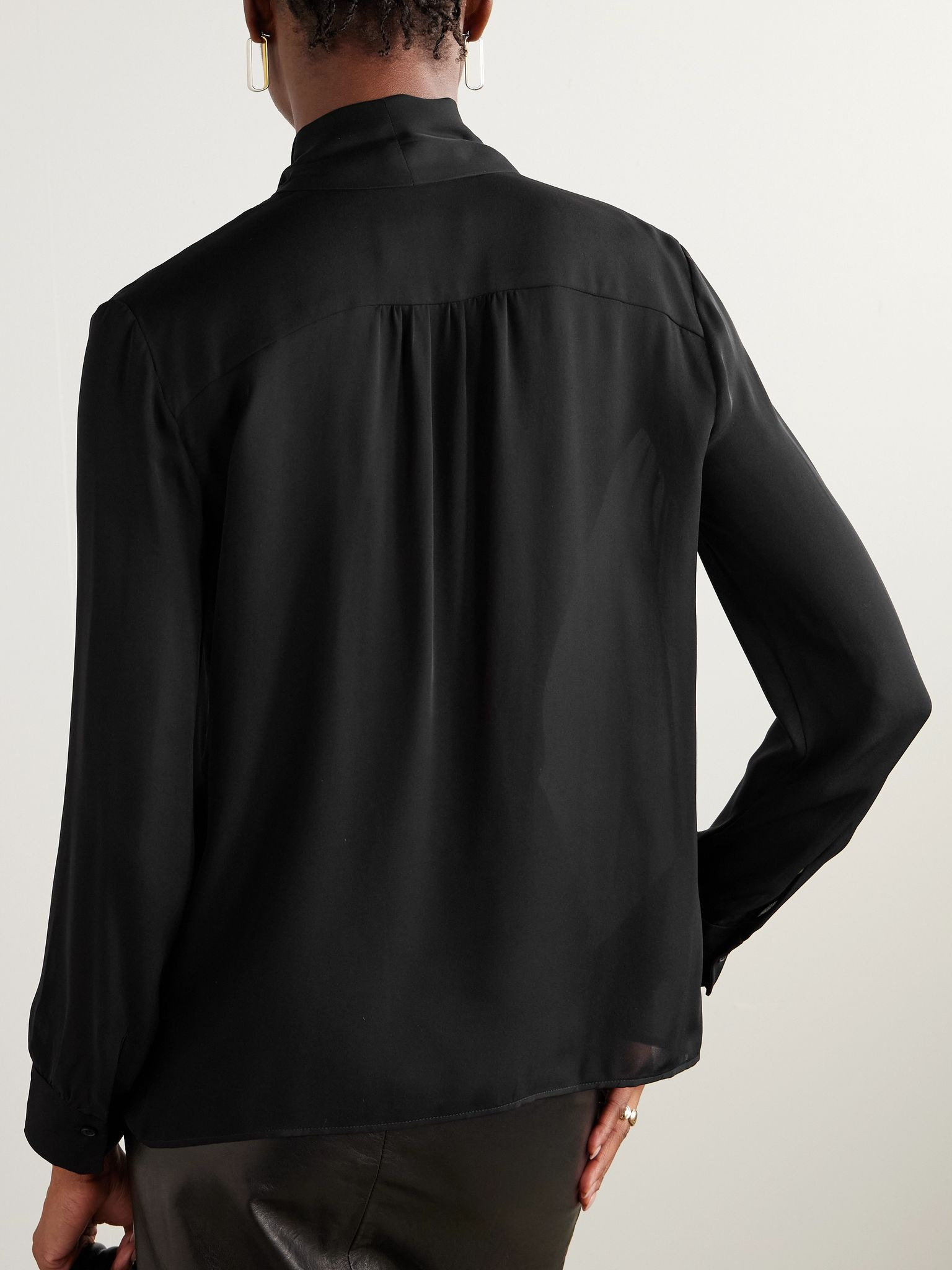 Janese scarf-detailed silk-chiffon blouse Black - 4