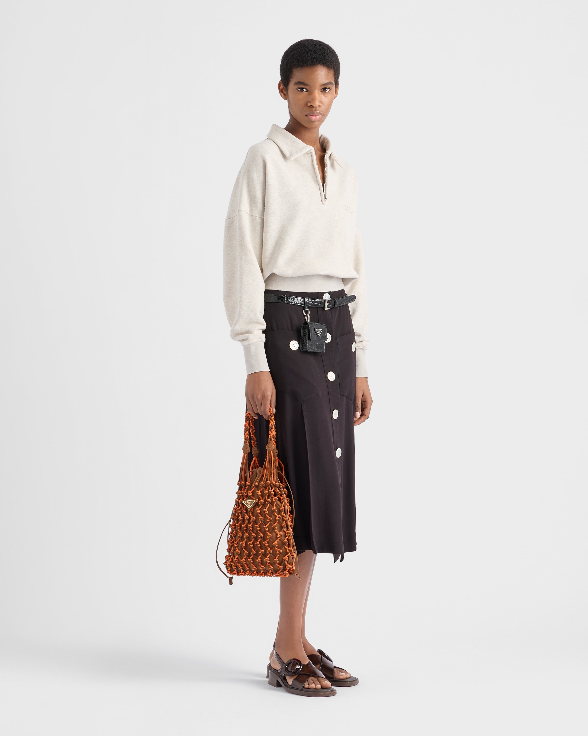 Prada Noué small macramé and suede bag - 2