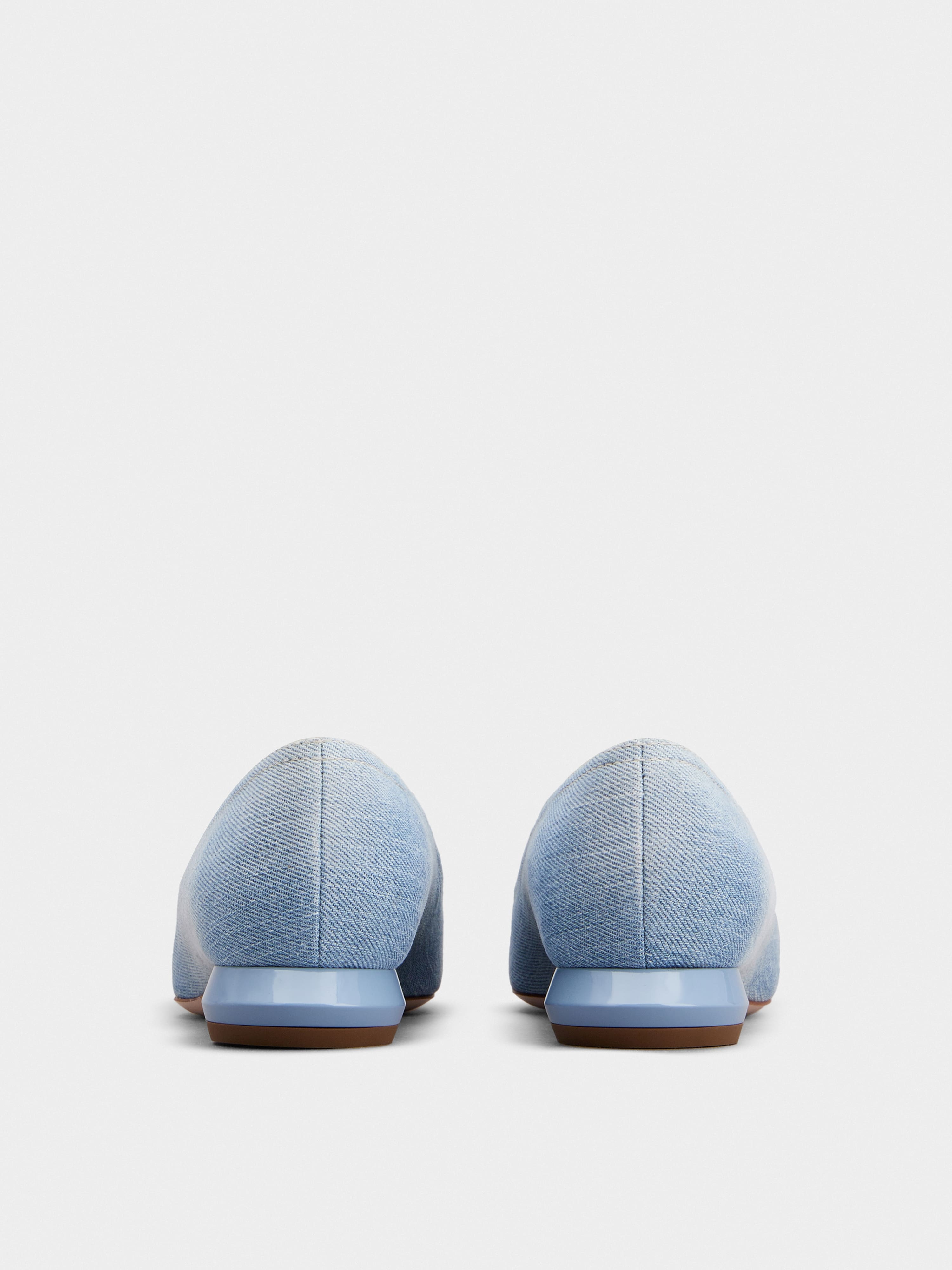 Viv' Choc Metal Buckle Ballerinas in Denim - 5