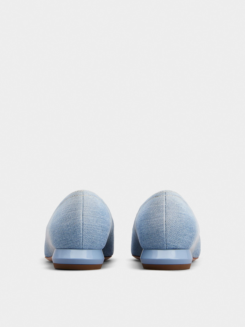 Roger Vivier Viv' Choc Metal Buckle Ballerinas in Denim outlook