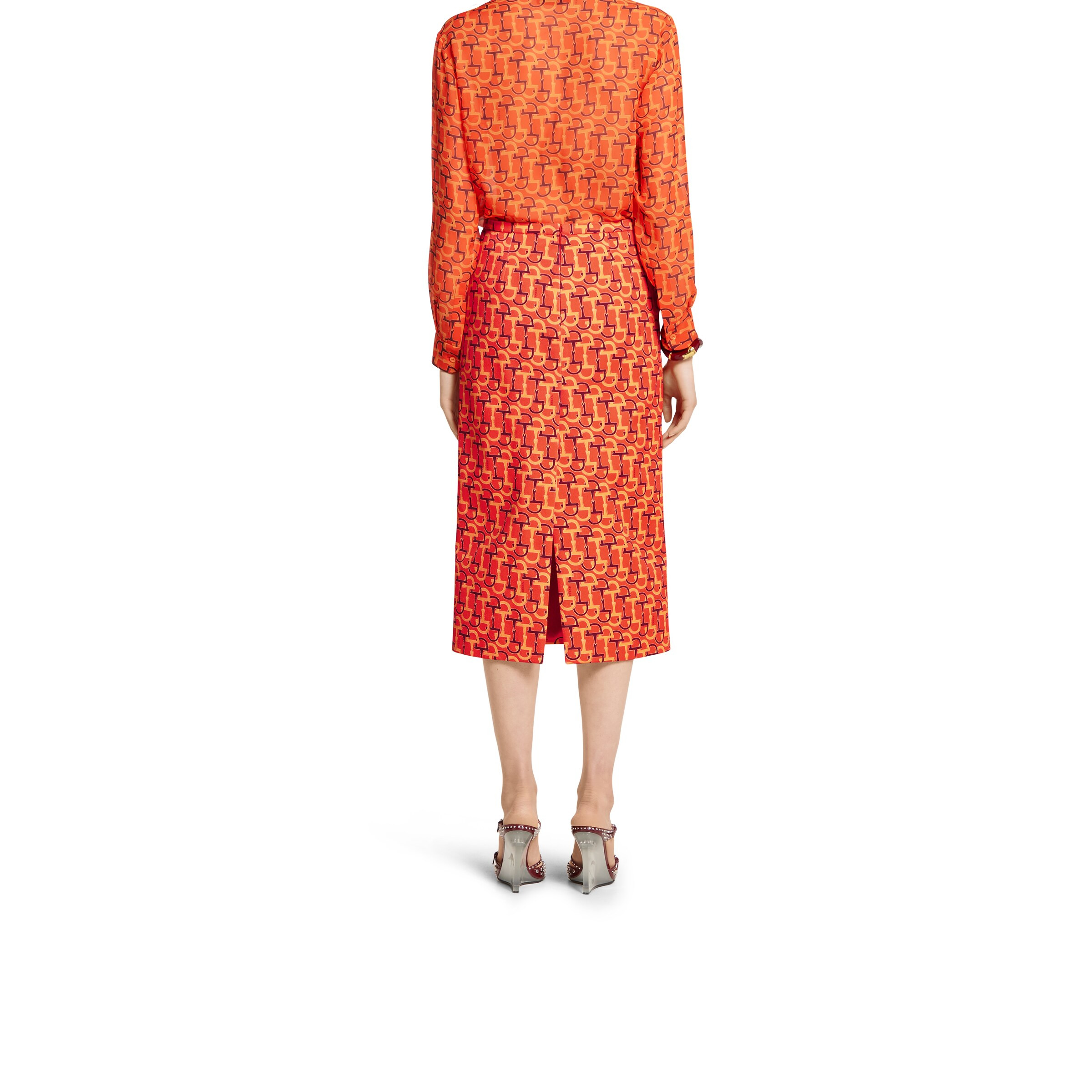 Printed cotton mid-length skirt - 4