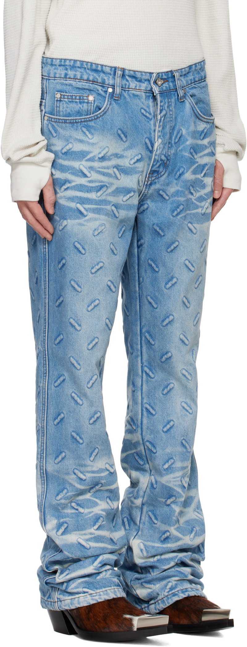 WHO DECIDES WAR Blue Thread Plate Jeans outlook
