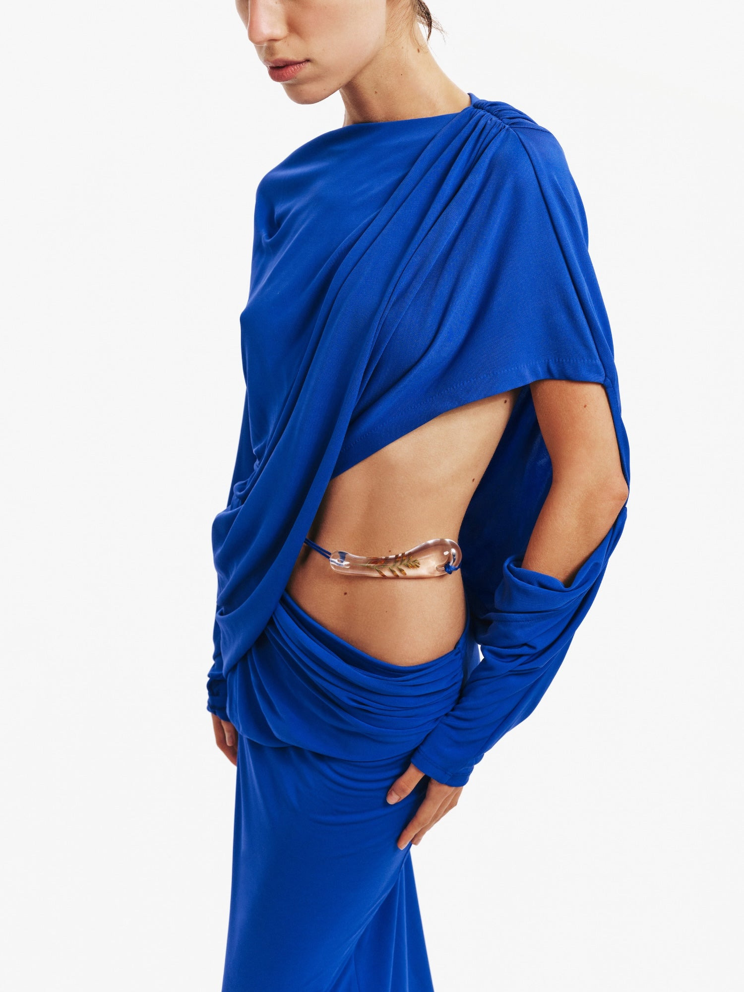 Encased Nature Resin Draped Jersey Dress - 6