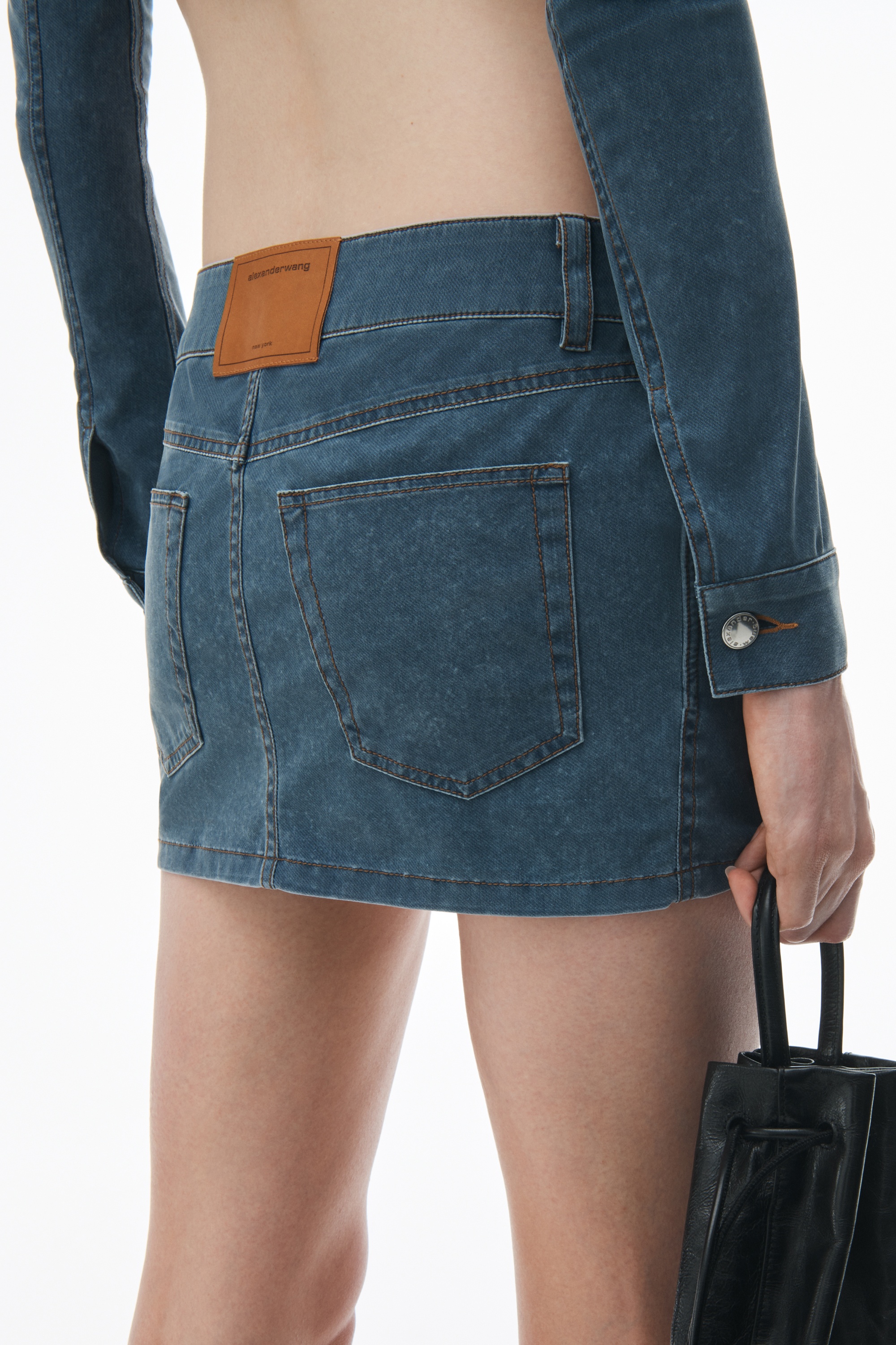 Mini skirt in Denim Trompe-L'oeil - 5