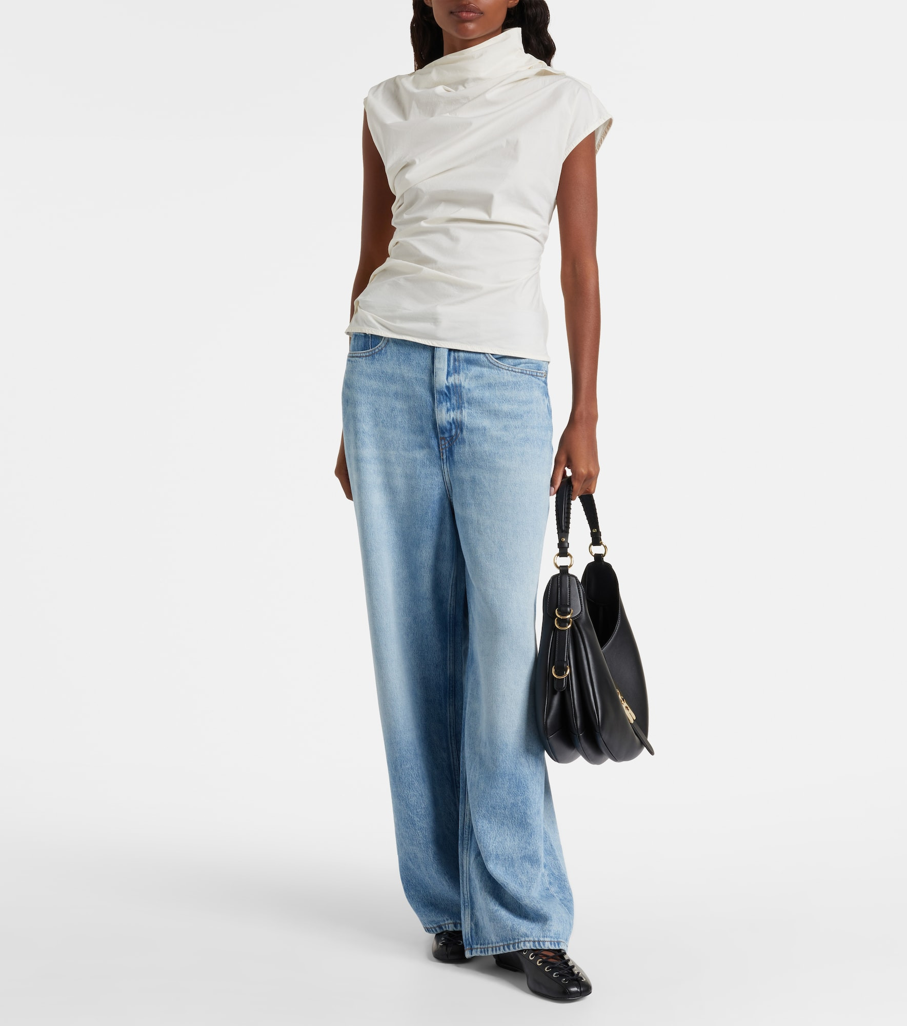 Ruched cotton-blend top - 2