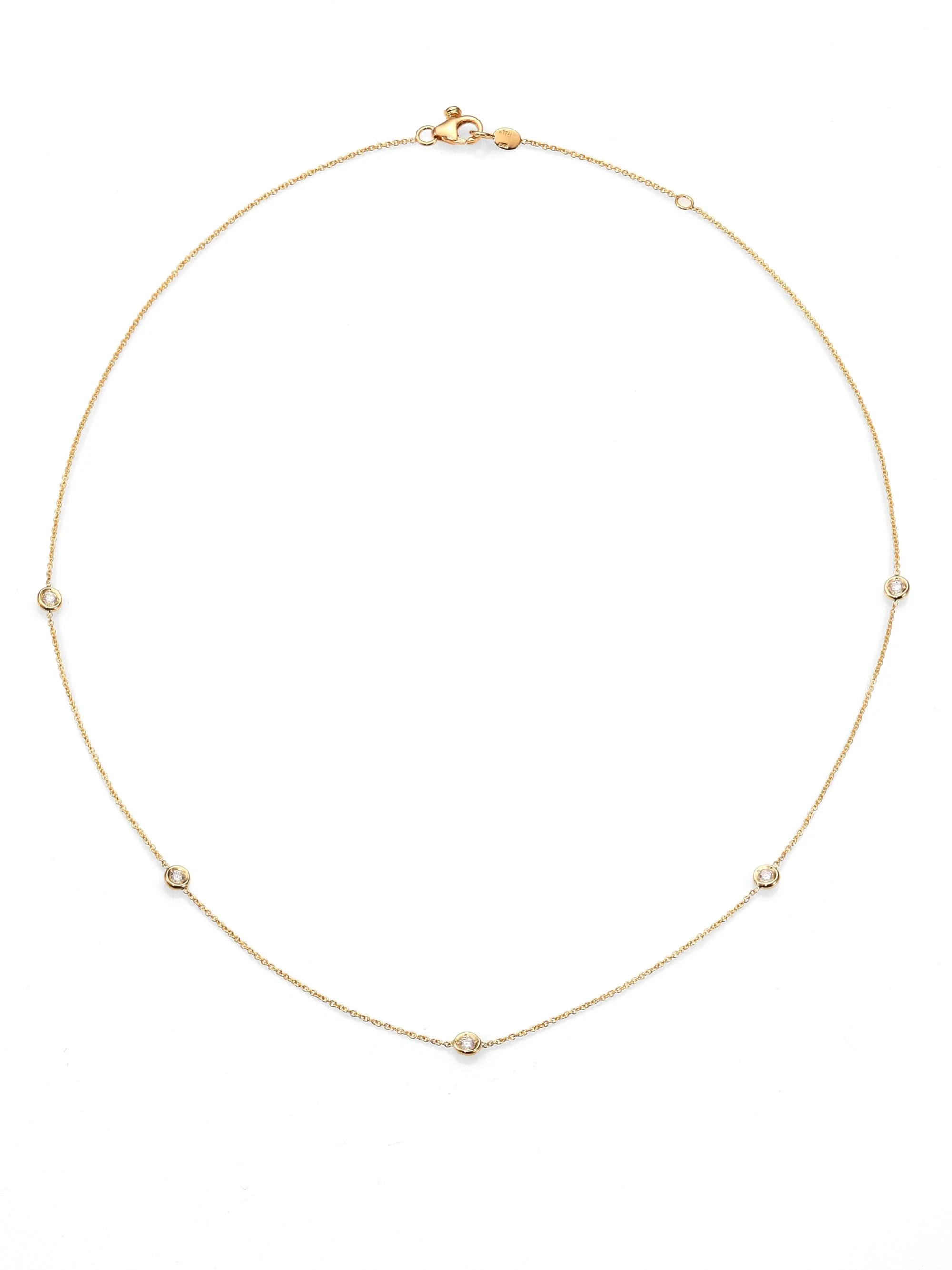 Women's Diamond By The Inch 18K Yellow Gold & Diamond 5-Station Necklace/18" - Gold - 1