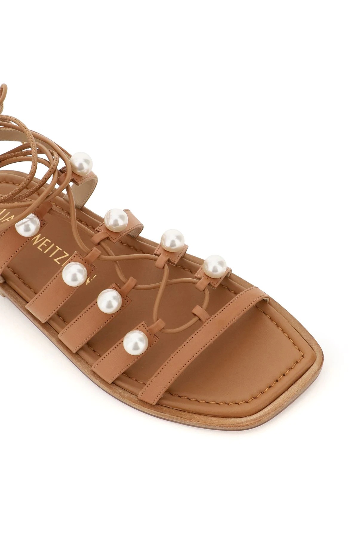 GOLDIE LACE-UP SANDALS WITH PEARLS - 4