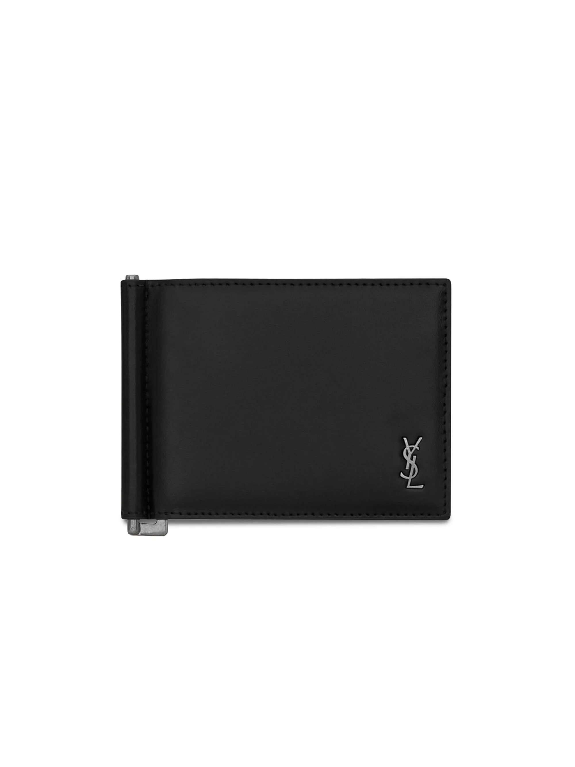 Men's Tiny Cassandre Bill Clip Wallet in Matte Leather - Black - 1