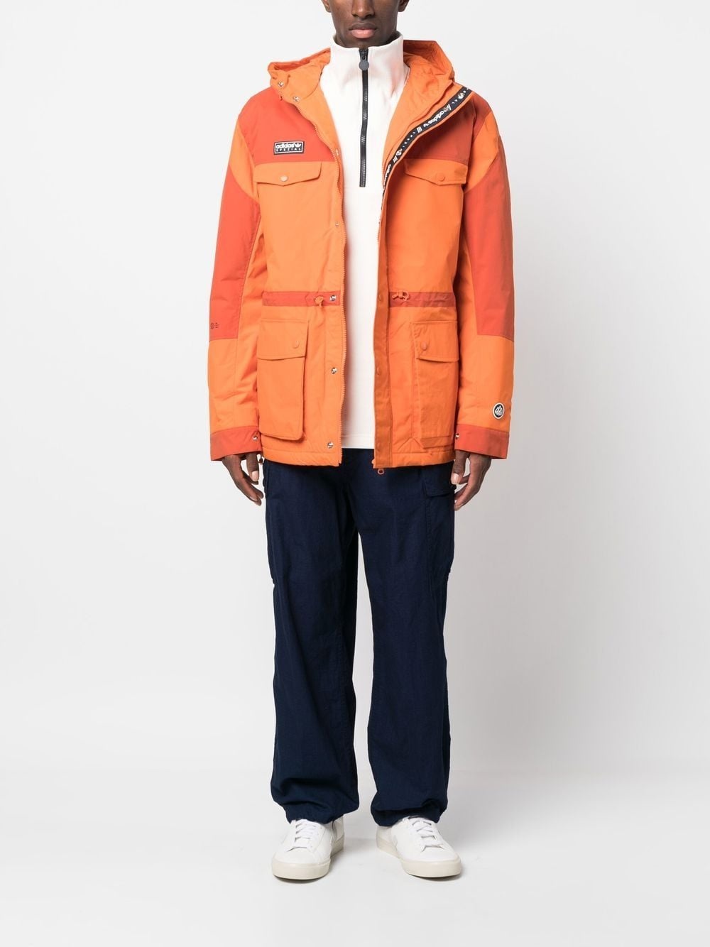 chest logo-patch hooded jacket - 2