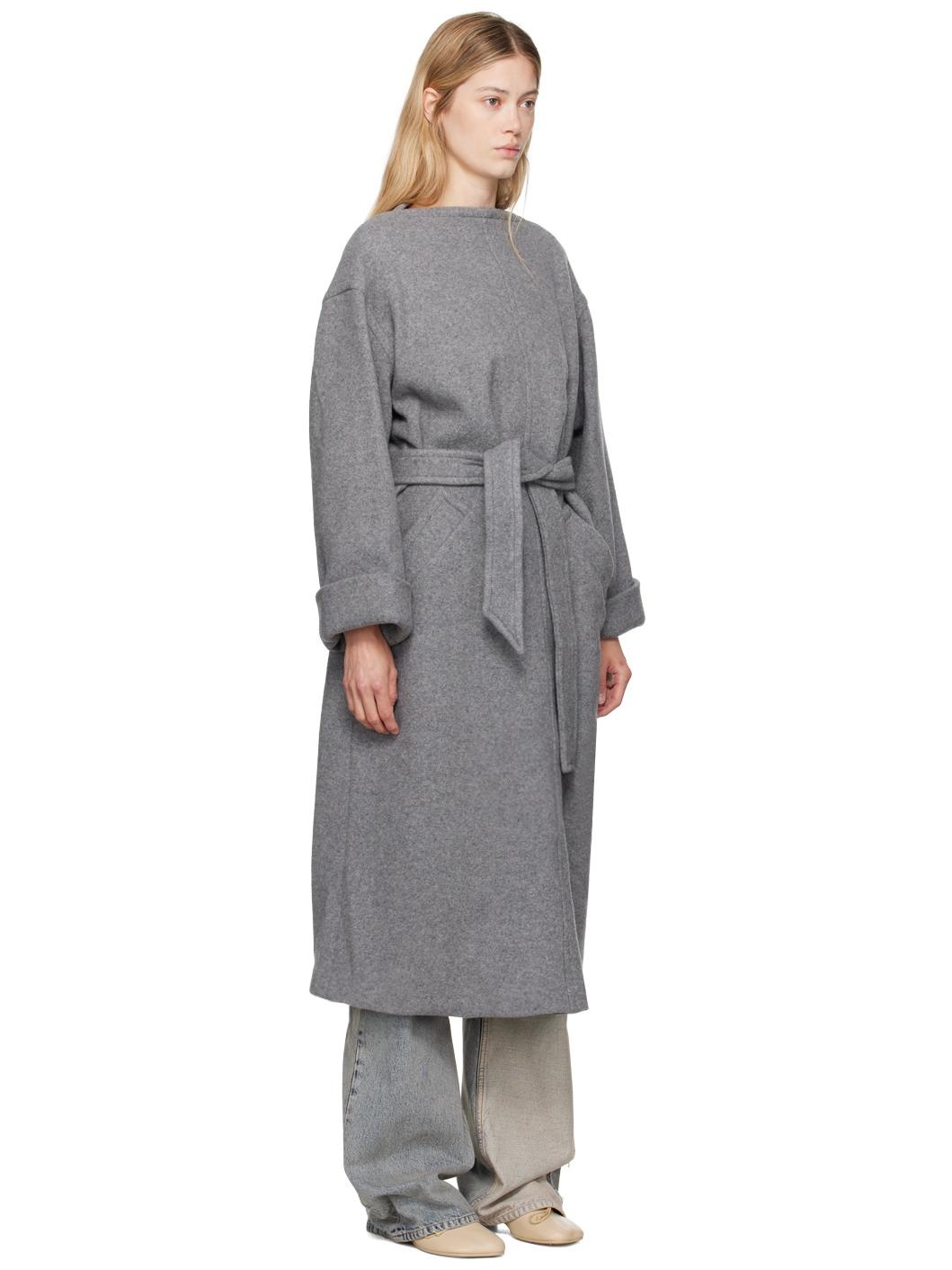 Gray Belted Wool Maxi Dress - 2