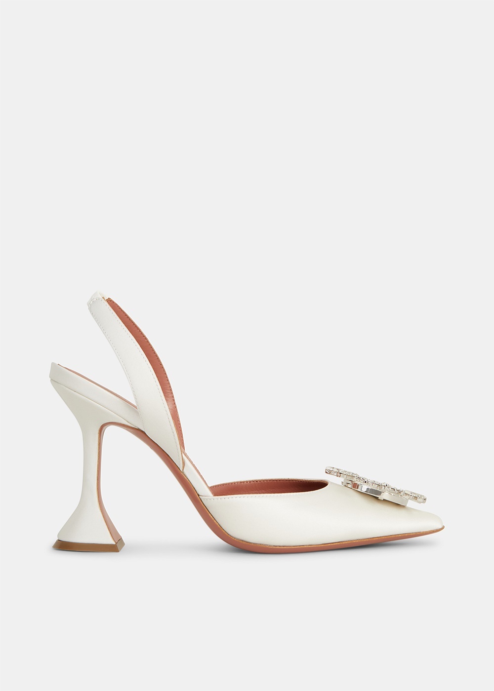 White Satin Begum Slingback Pumps - 1