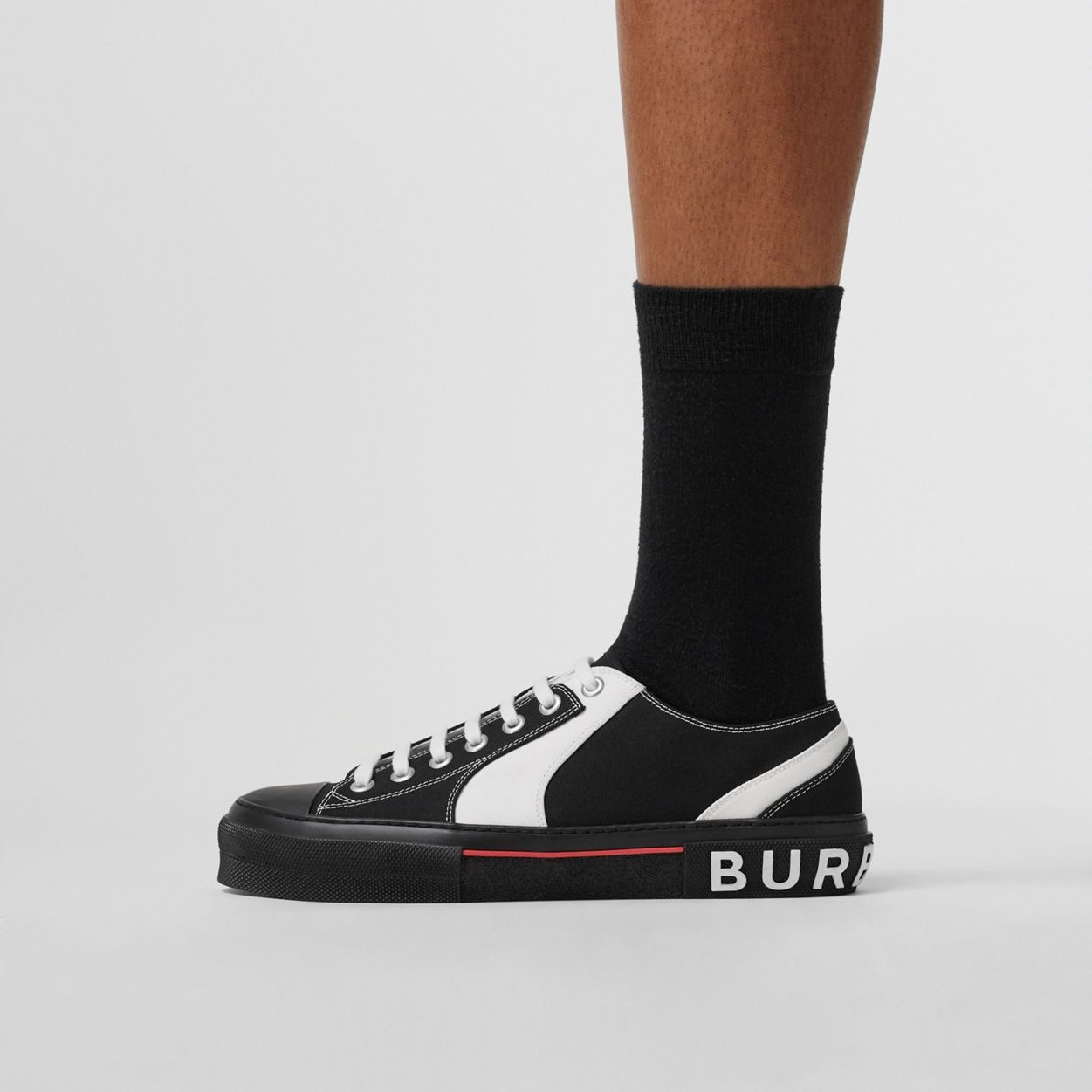 Logo Detail Two-tone Cotton Sneakers - 3