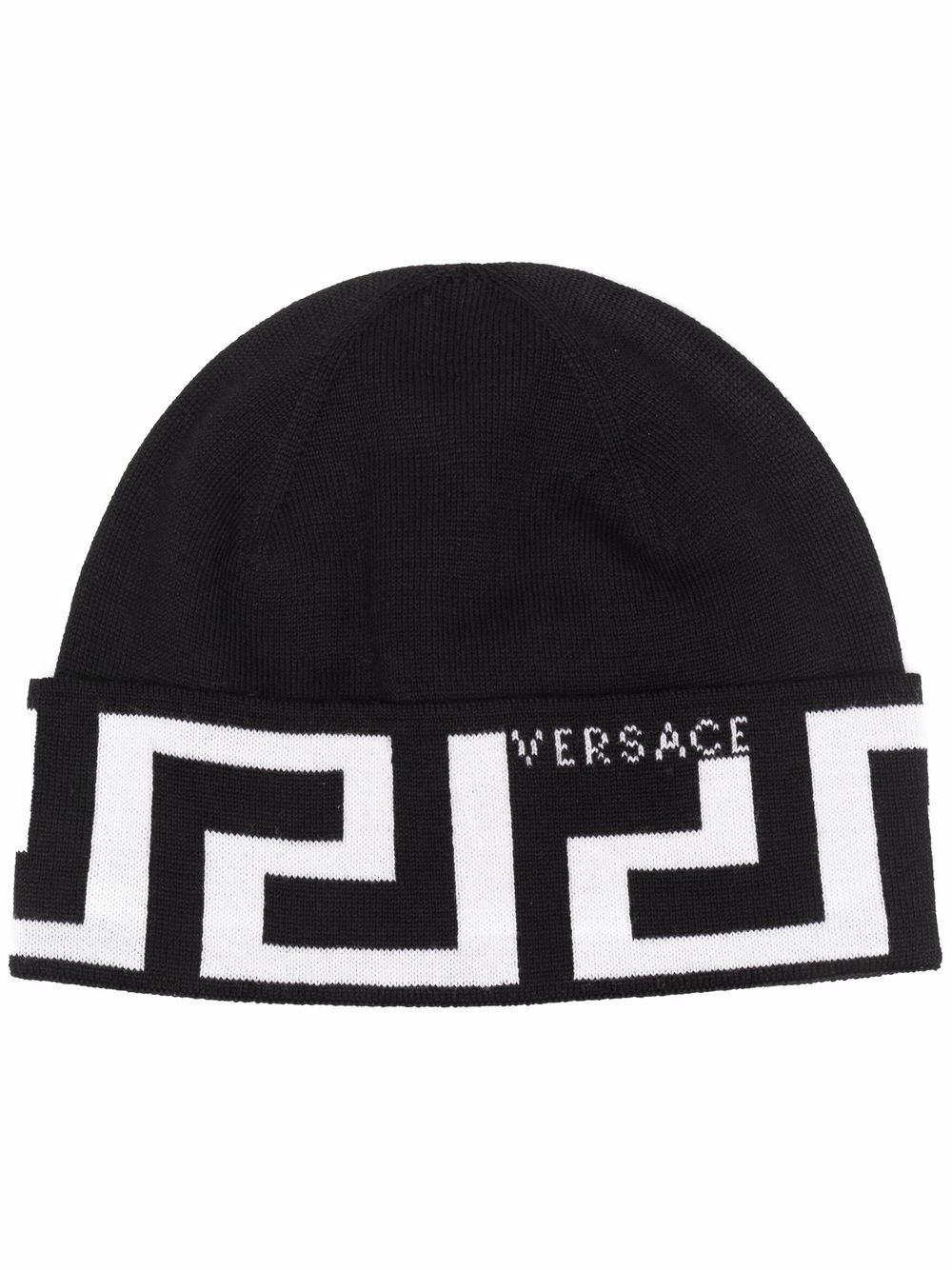 Greca-print wool beanie - 1