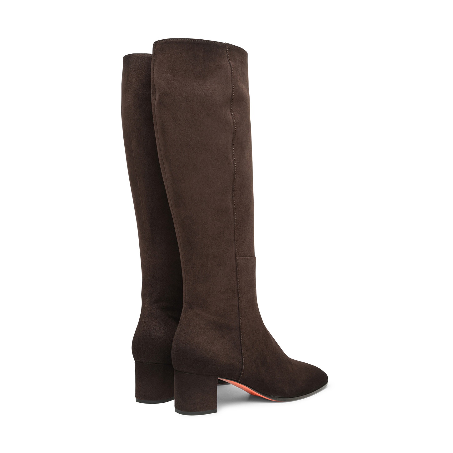 Women's dark brown suede mid-heel boot - 3