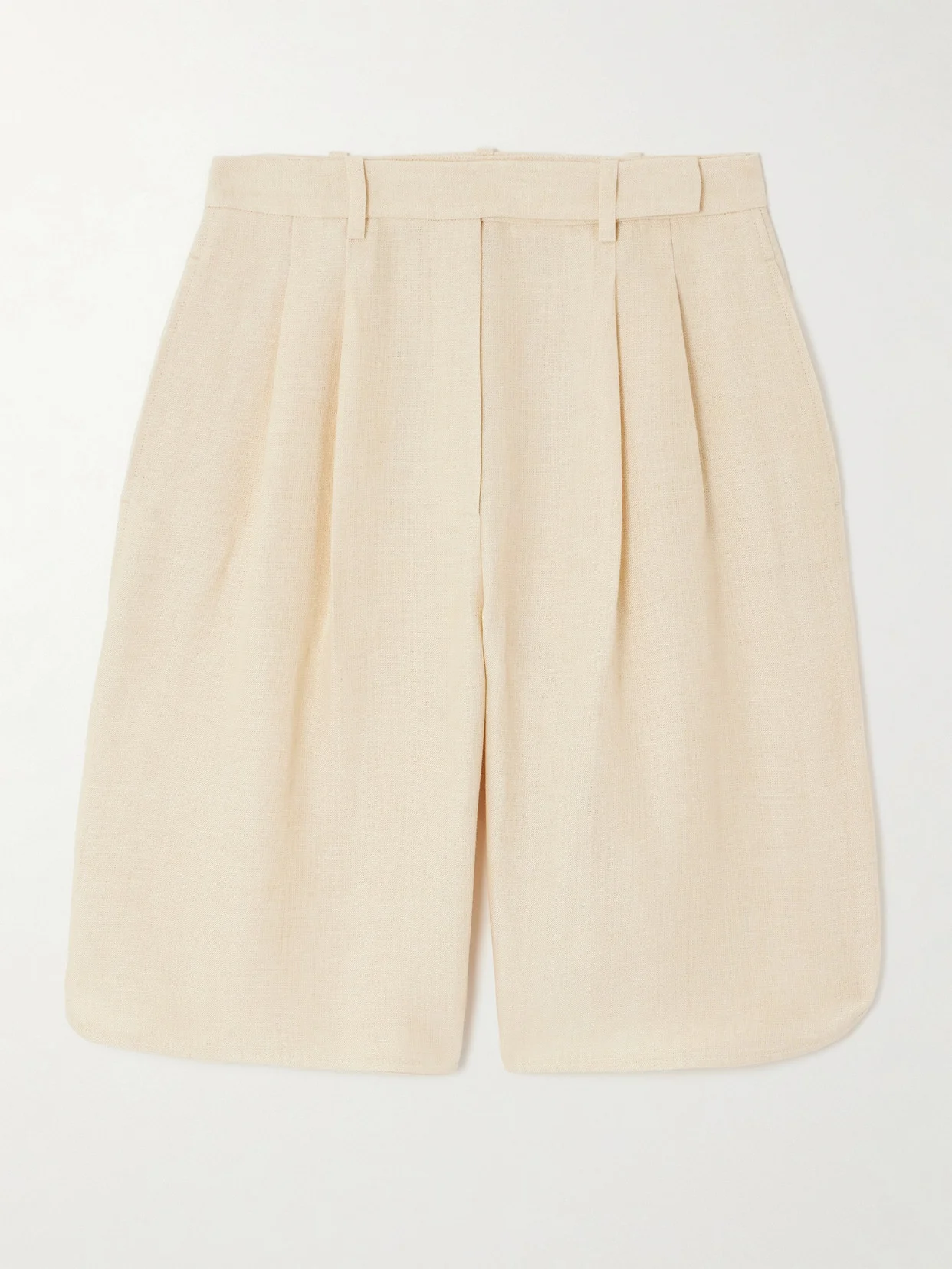 Pleated Linen Straight-leg Shorts - 1