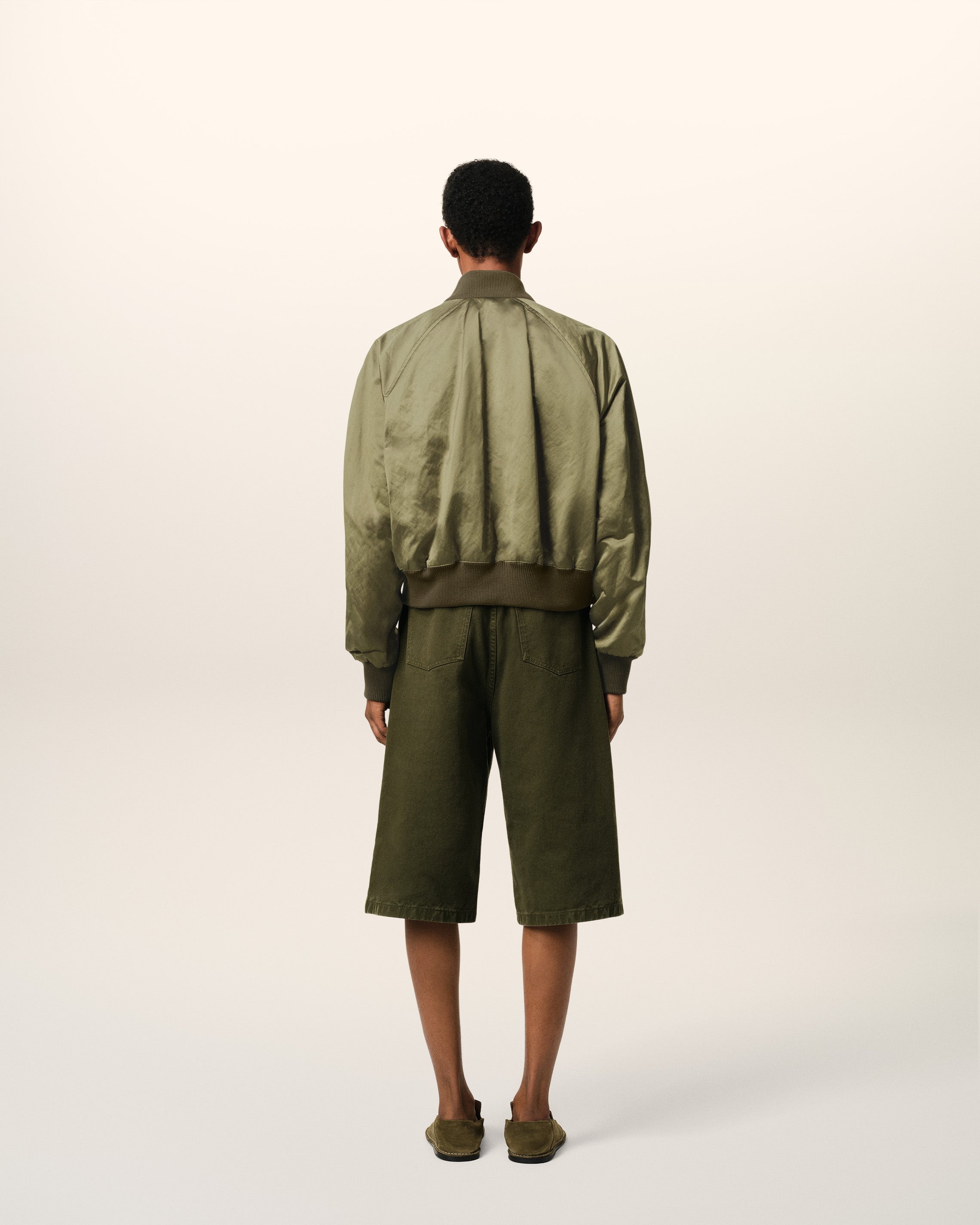 GREEN COTTON SATIN AMI DE COEUR BOMBER - 5