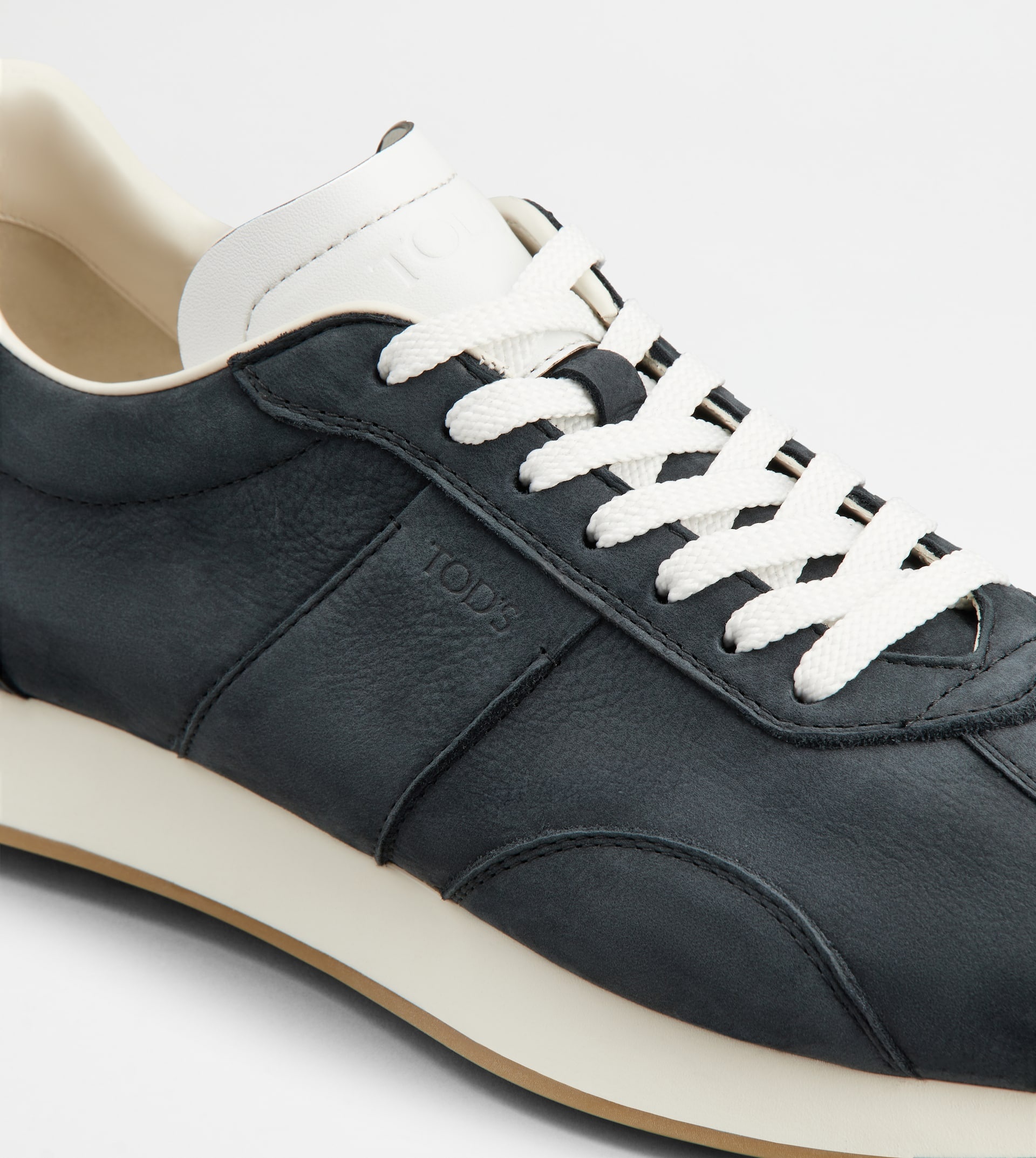 SNEAKERS IN LEATHER - WHITE, BLUE, BROWN - 5