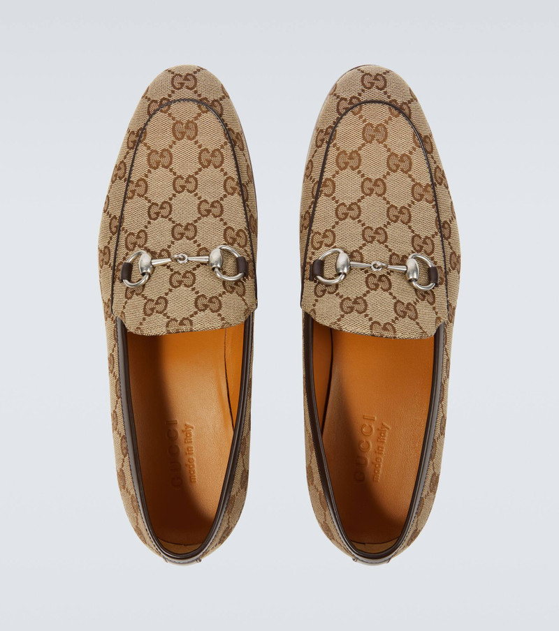 Horsebit GG canvas leather-trimmed loafers 4
