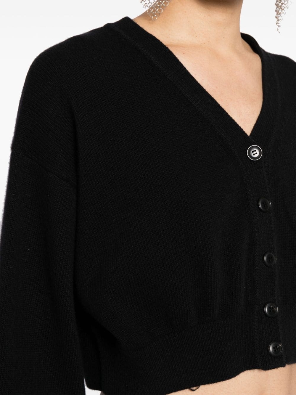 logo-embossed cropped cardigan - 5