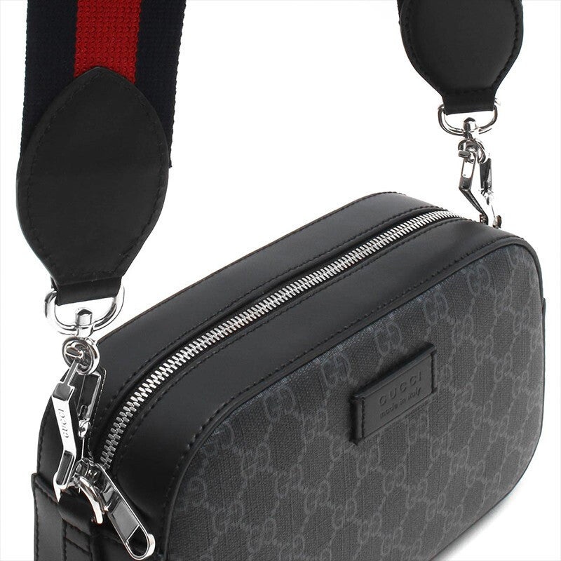 Gucci Logo Stripe Webbing Leather Shoulder Bag 'Black Red' 574886-K5RLN-1095 - 6