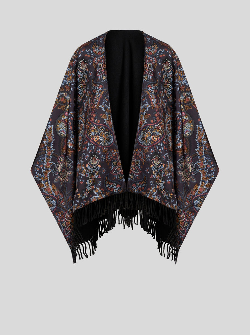 WOOL AND SILK CAPE WITH PRINT - 1