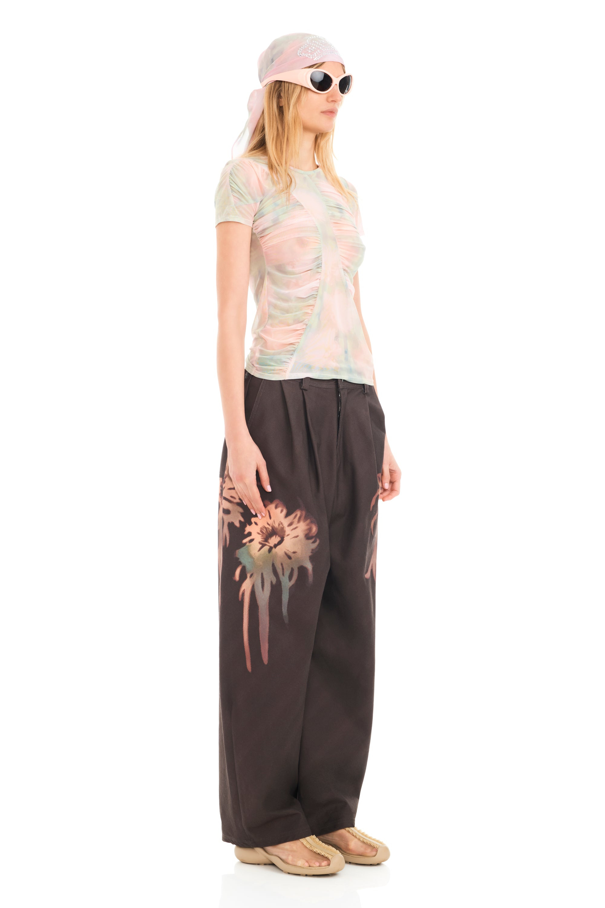 WASHED DAISY PLAID SERPENTINE S/S TOP - 8