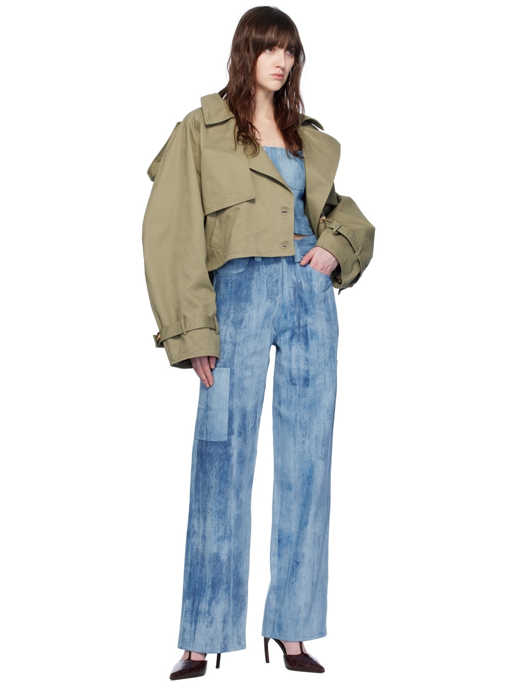 Blue Paneled Denim Camisole - 4