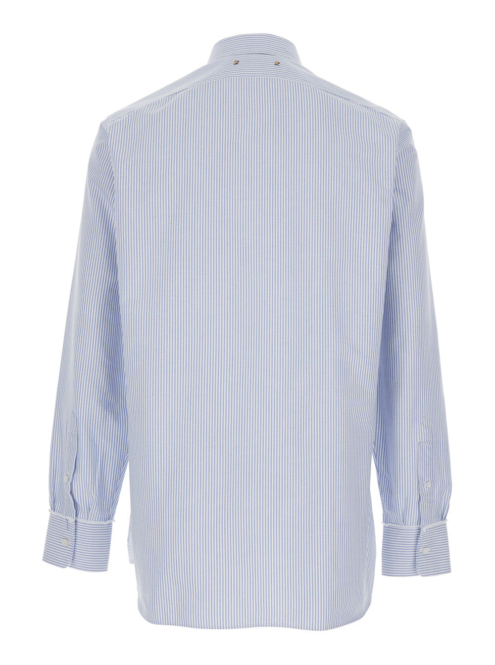Golden Goose Men Light Blue Shirt With Classic Collar And All-Over Striped Motif In Cotton Man - 2