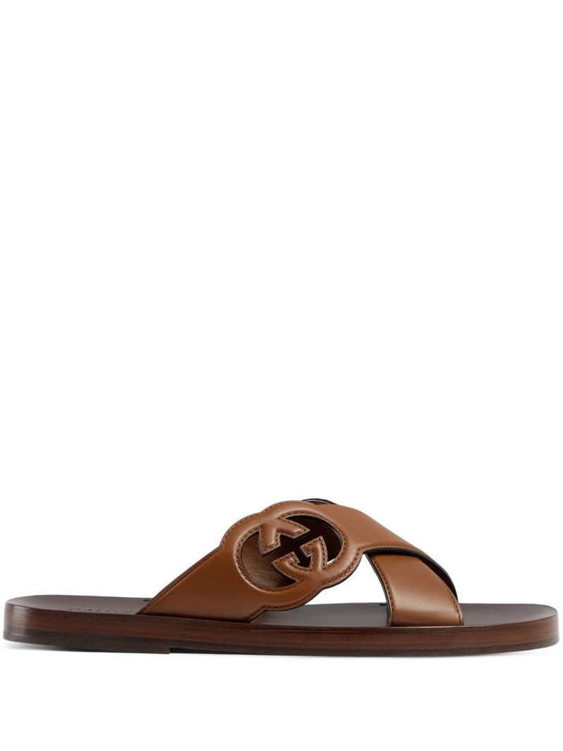 GG-motif leather slippers - 1