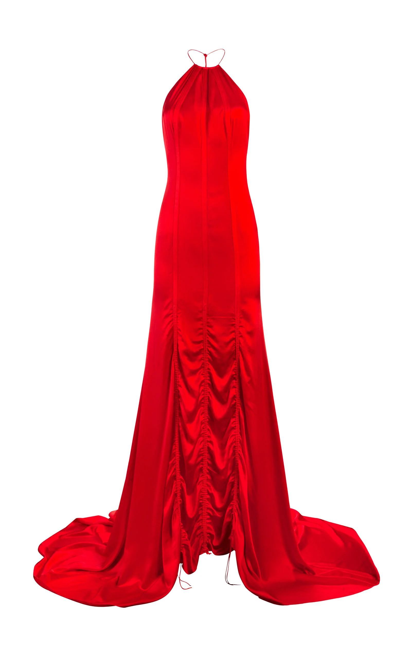 Dip-Dyed Silk Halter Gown red - 1