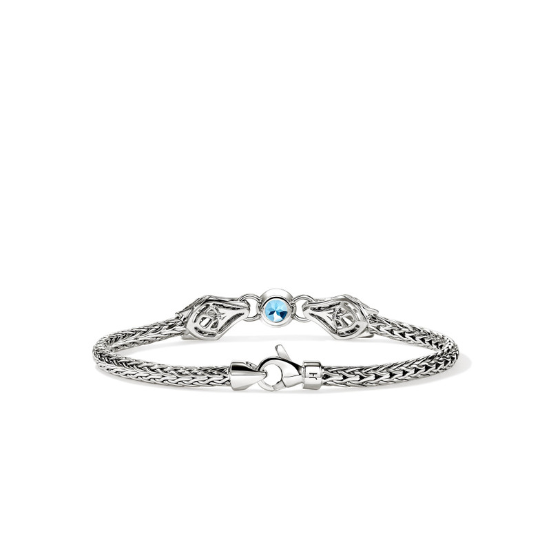 Naga Bracelet, Sterling Silver, Blue Topaz, Diamond 3.5MM 3