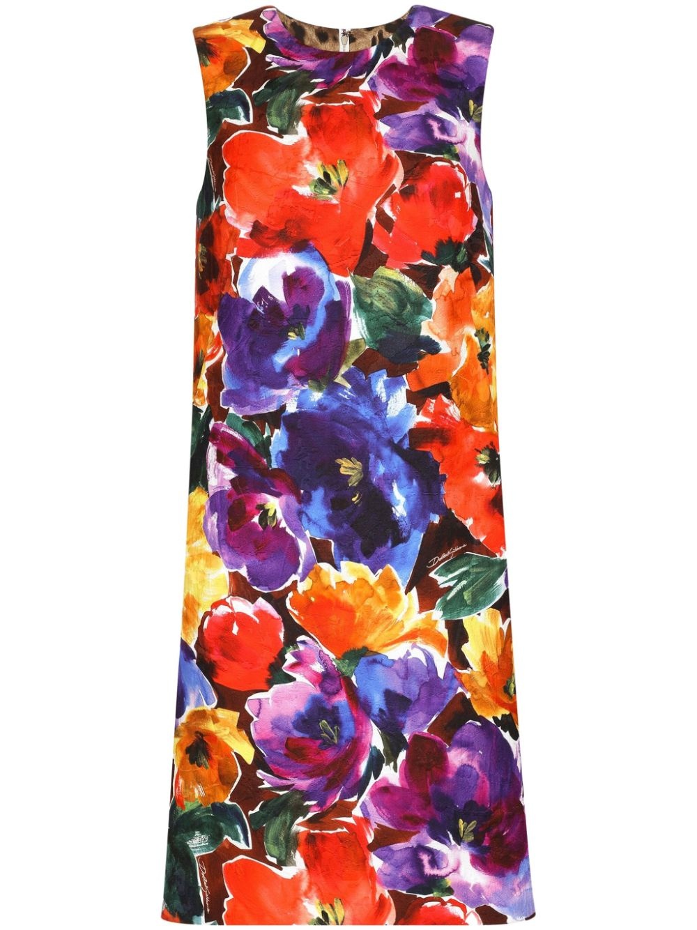 abstract floral-print midi dress - 1