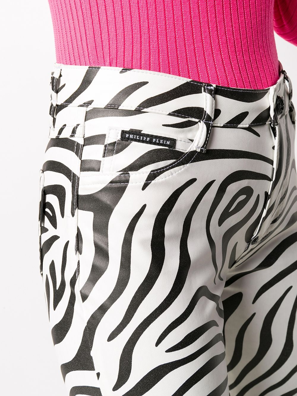 high-waisted zebra print trousers - 5