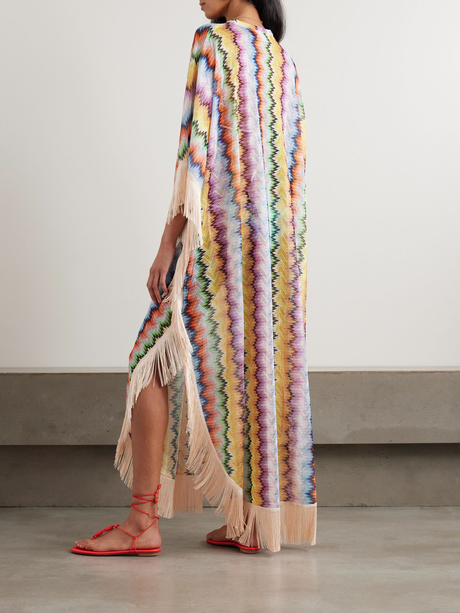 Mare fringed dégradé stripes crochet-knit kaftan Multi - 3