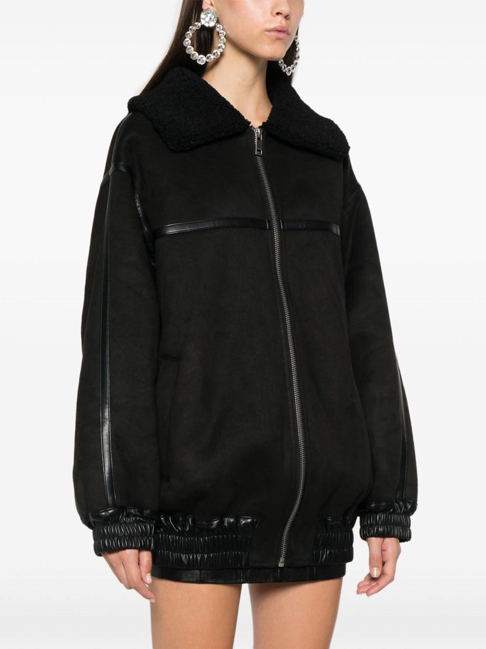 faux-leather bomber jacket - 3