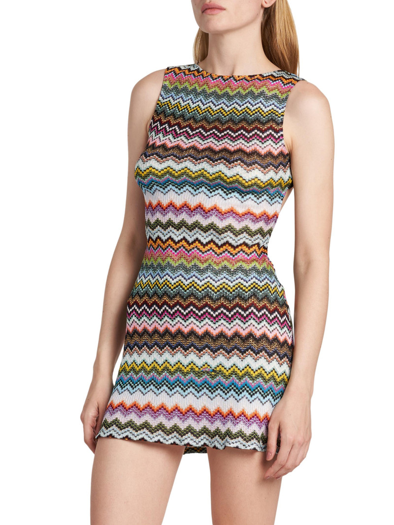 Women's Zigzag Open-Back Cover-Up Minidress - Multicolor Dark Base 4